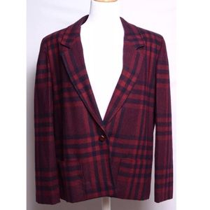 💙Oscar de la Renta Blazer Vintage Plaid Jacket